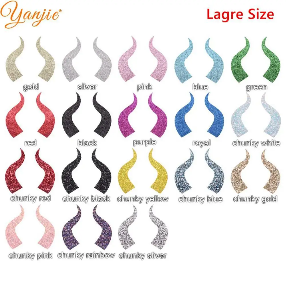 large-mix 1 10pairs/lot Glitter Felt Devil Horn For Girls Women Headband Hot Sale Halloween Party Kids Hair Bow DIY Hair Accessories - Цвет: large-mix 1