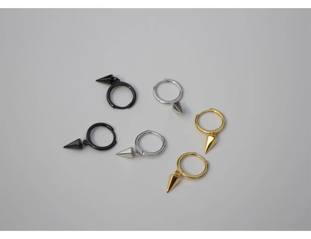 Серьги из стерлингового серебра S925, простая Геометрическая, Шестигранная форма, коническая Ушная кость, Ушная пряжка, панк ветер, дикая, для мужчин и женщин, серебряные серьги, ювелирные изделия