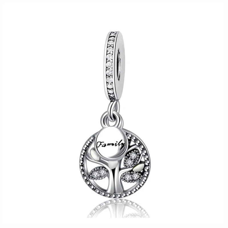Family Silver Оригинальные бусины из стерлингового серебра 925, очаровательные, семейные, Семейные, семейные, для мамы, любовь, для дома, Подвески, подходят для Пандоры, браслеты, сделай сам, Женские Ювелирные изделия - Цвет: Family Silver
