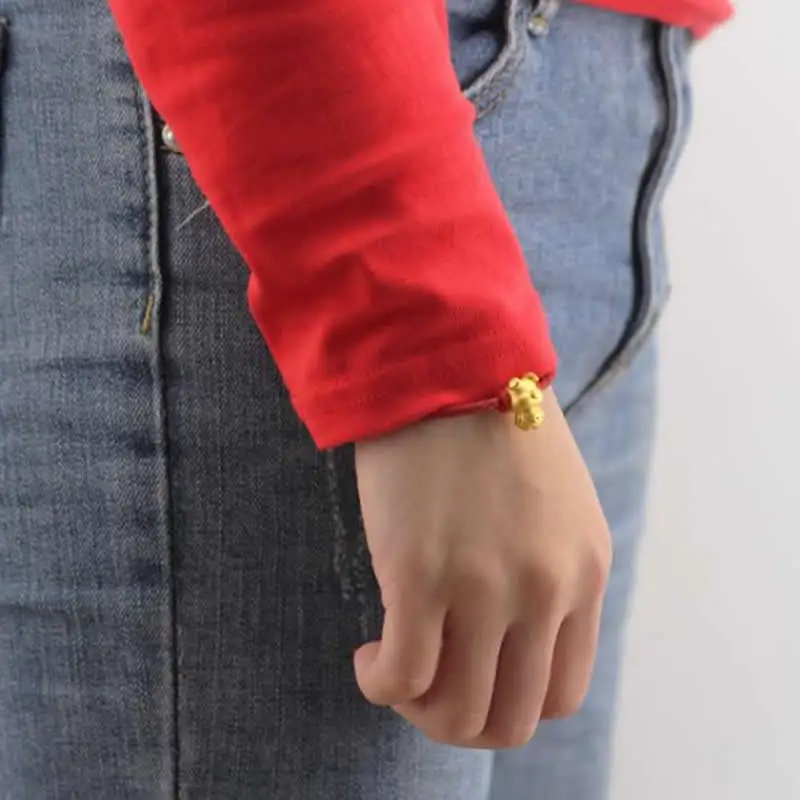 

Pure 24K Yellow Gold Bracelet 3D 999 Gold Cute High Pig Bracelet 1.25g