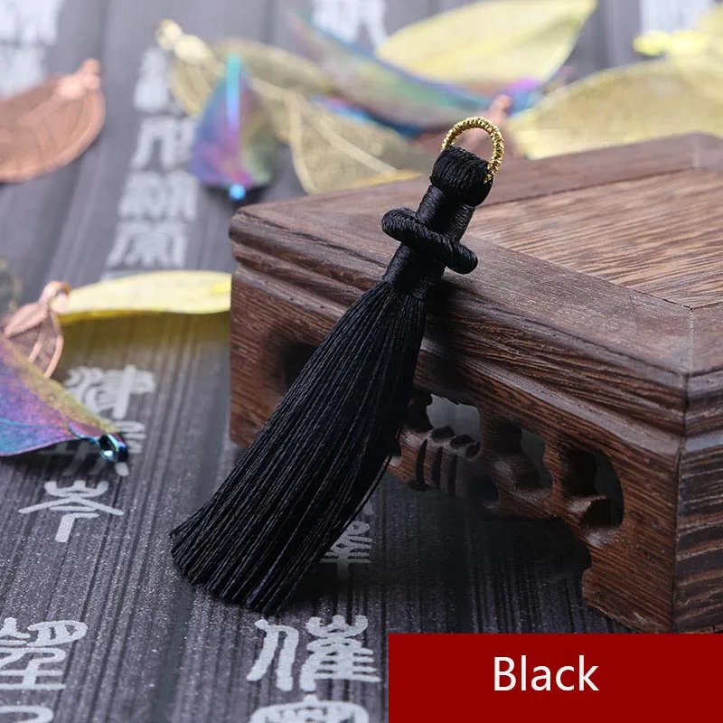 Black Mibrow 5 шт./лот 8 см длинные разноцветные хлопковые шелковые шнуры с кисточками для сережек Очаровательная подвеска атласная кисточка для изготовления ювелирных изделий - Цвет: Black