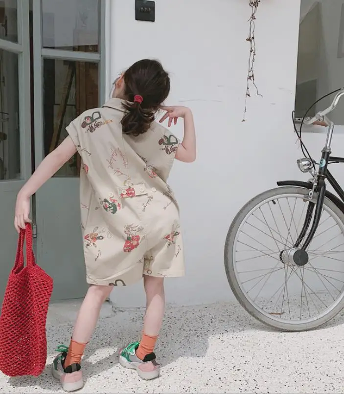 Детский хлопковый комбинезон с принтом без рукавов | Мать и ребенок