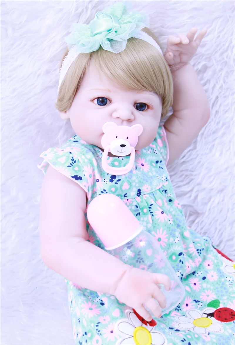 Bebe 22&quot reborn full silicone dolls girl toys gift blonde hair wig can enter water bonecas bjd born | Игрушки и хобби