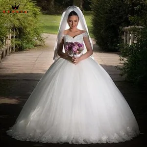 Custom Made Princess Cap Sleeve Wedding Dresses Fluffy Lace Tulle Romantic Wedding Gown robe de mariee Vestidos De Novia WS68 Custom Made Princess Cap Sleeve Wedding Dresses Fluffy Lace Tulle Romantic Wedding Gown robe de mariee Vestidos De Novia WS68