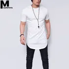 Moomphya удлиненная Мужская футболка с коротким рукавом и загнутым подолом, повседневная эластичная мягкая Однотонная футболка, мужские топы, футболки размера плюс, S-5XL