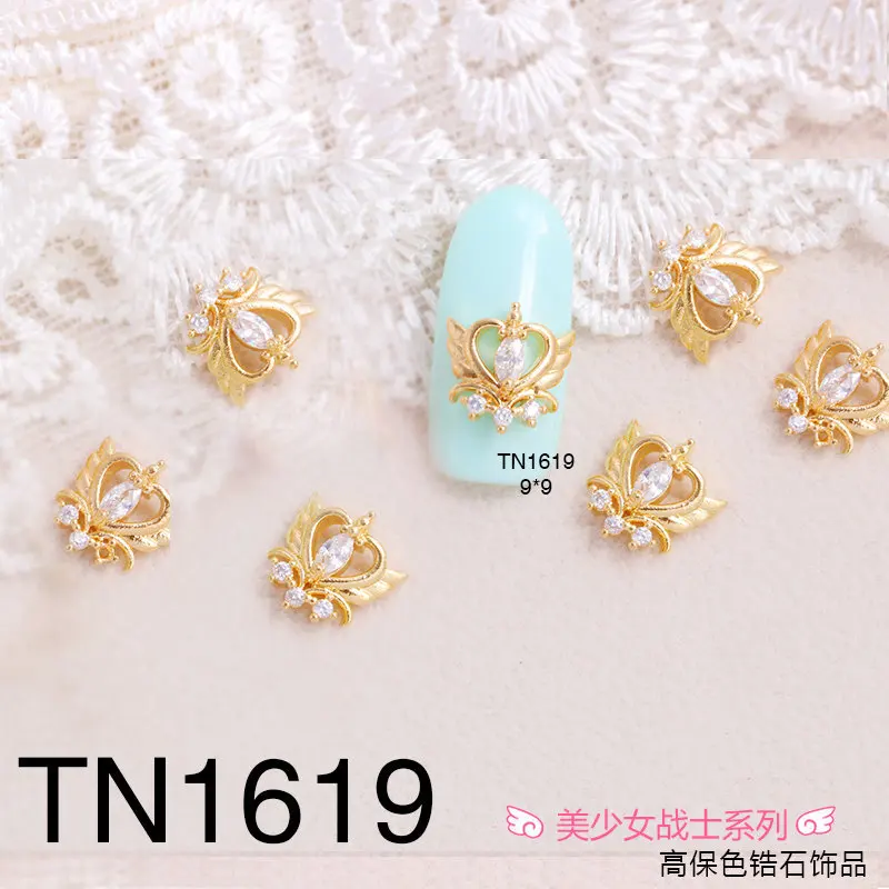 TN1619 10 шт 3D металлические циркониевые украшения для дизайна ногтей, серия Сейлор Мун, украшения для ногтей высшего уровня, циркониевые стразы, маникюрные алмазные подвески - Цвет: TN1619