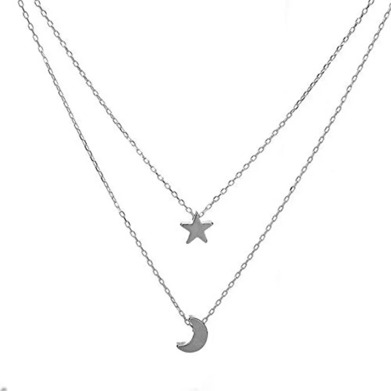 Новый золотистого цвета Луна Звезда Ожерелье подвеска колье для женщин