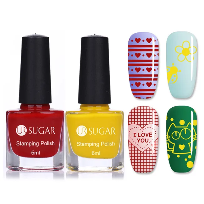 Ur Sugar черный, белый, розовый, золотой штамповочный лак для ногтей, цветной лак для ногтей - Цвет: 2Pcs 8