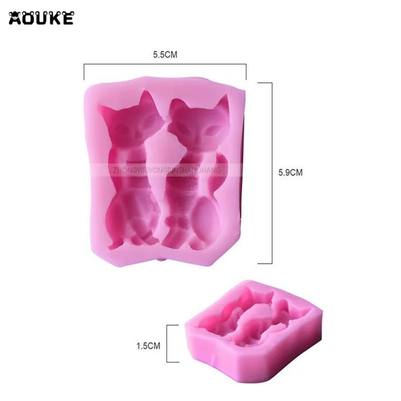 3D форма для двух кошек торта конфета шоколадные силиконовые формы рельефная