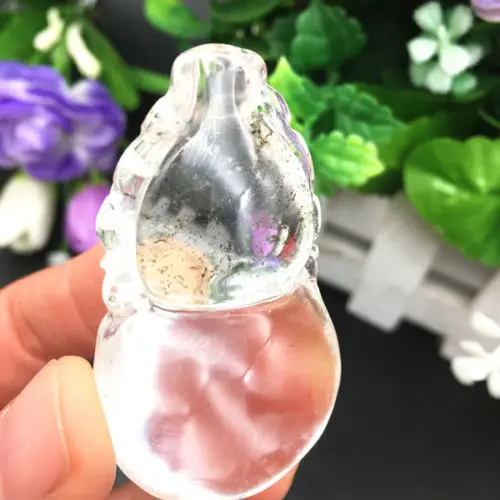 Natural quartz crystal green ghost carved gourd | Дом и сад