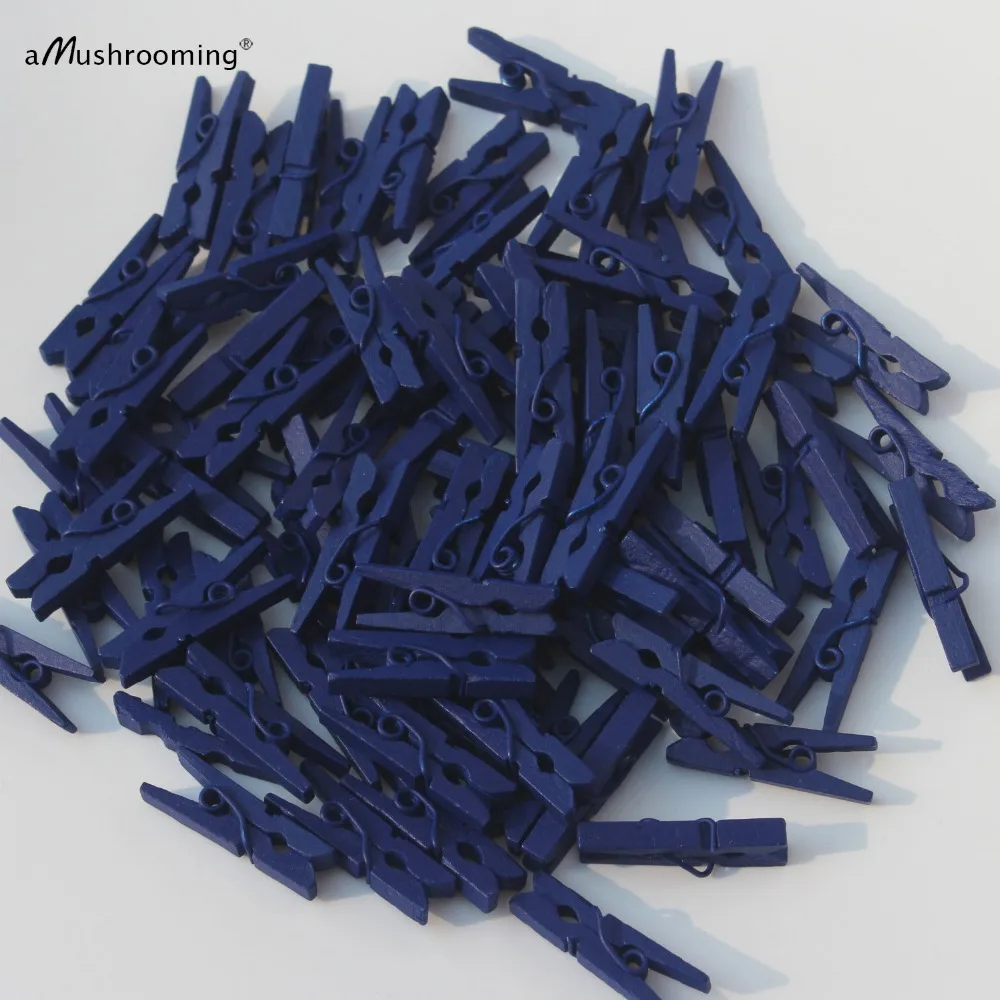 200 Royal Blue Mini pegs Wooden Clothespins Navy Scrapbooking Small Clips Baby Shower Fairy Garden Decor Pins Summer DIY Crafts | Дом и сад