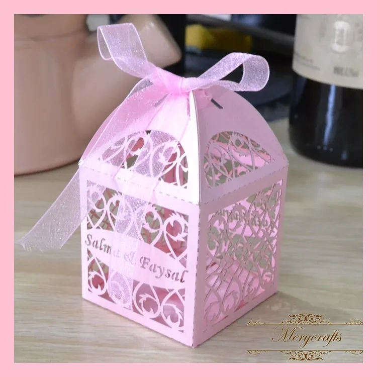 

100pcs/lot Popular Hot Sale Filigree Carved Pattern Customizable Delicate Pearl Paper Crafts Wedding Party Laser Cut Favor Box