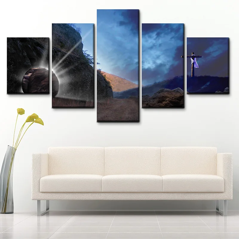 Современный домашний декор 5 шт. христианские кресты Картина на холсте HD печать