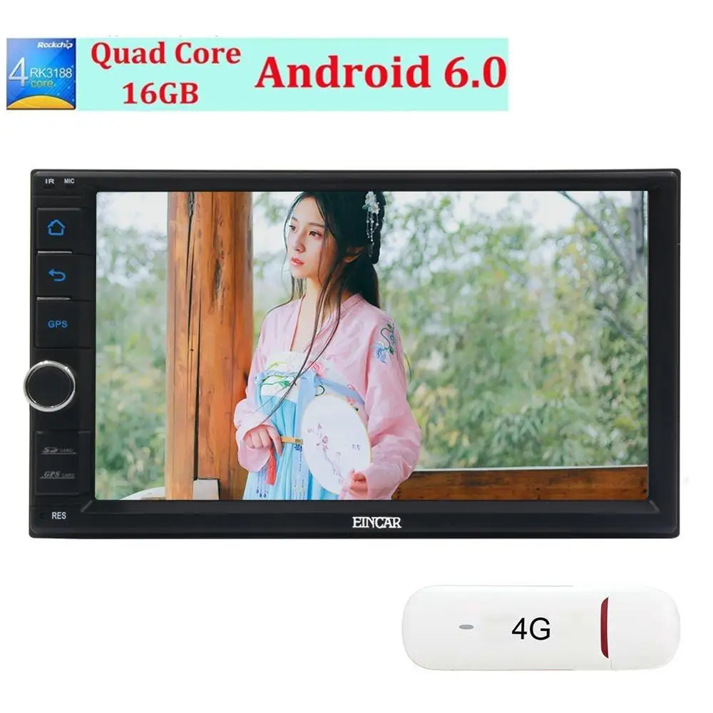 4 г ключ + eincar 7 ''двойной 2 DIN стерео Радио Android 6.0 mashmallow Multi Сенсорный экран 1080 P