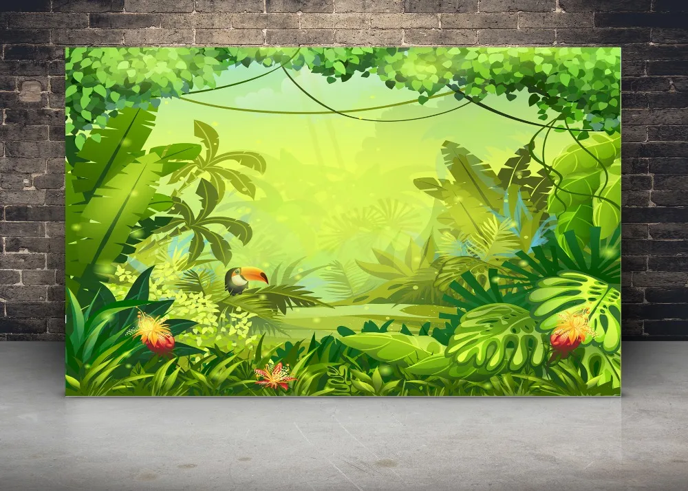 DePhoto Jungle safari backdrop Photography Backdrops happy birthday background Banner Baby shower Backdrop | Электроника