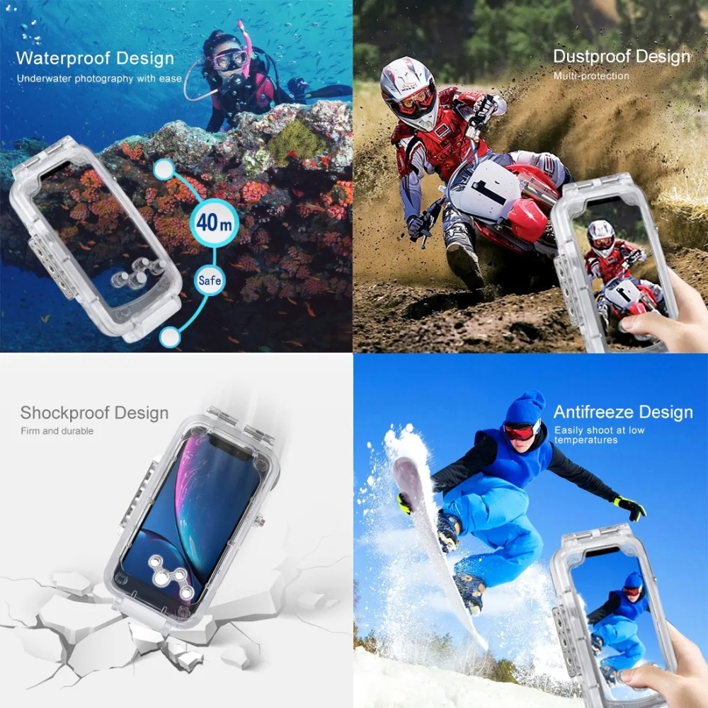 PULUZ для iPhone XS Max/XR/XS подводный корпус 40 м/130 футов Дайвинг телефон защитный чехол для серфинга плавание Подводное плавание фото видео