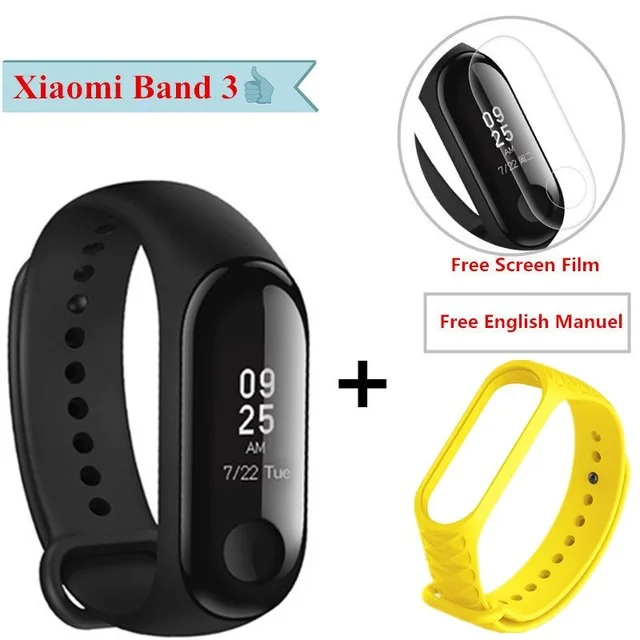 Add yellow Xiaomi mi Band 3 умный Браслет Водонепроницаемый отчет о погоде mi Band 3 водонепроницаемый АОН OLED экран умный Браслет mi band 3 - Цвет: Add yellow