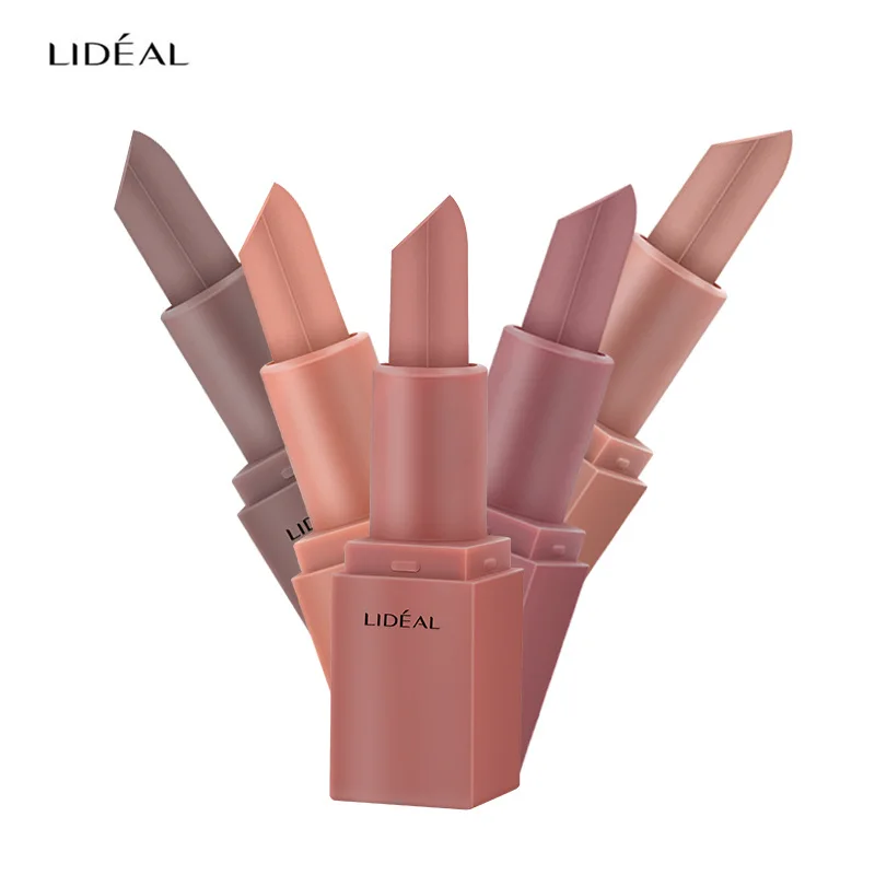 LIDEAL 5pcs/set Mini Long Lasting Lipstick Cocoa Color Lips New Sale 1(SET)5 Colors None-stick Cup Portable Cosmetics |