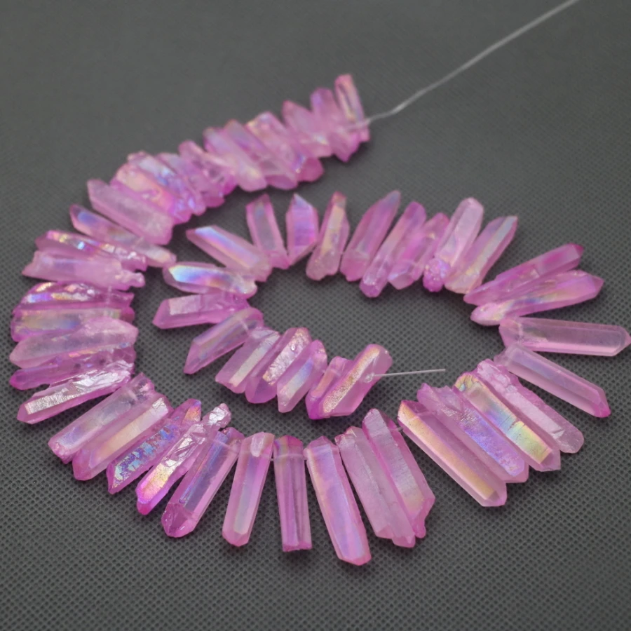 Подвеска из натурального необработанного розового кварца АВ с кристаллами