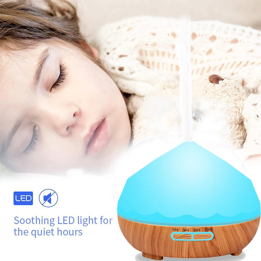 

300ml Air Humidifier Wood Grain Diamond Style Aroma Essential Oil Diffuser 7 Colors LED Electric Aromatherapy Diffusers For SPA
