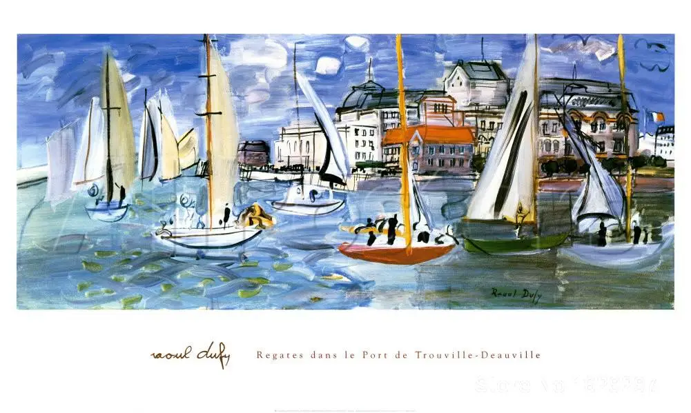 Современная картина абстрактная Regates Dans le Port de Trouville от rahoul Dufy холст высокое