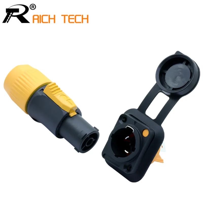 

2pcs High quality 20A Waterproof Powercon LED Large Screen Power Plug PA66 Flame-retardant Industrial Power connector OUT/IN