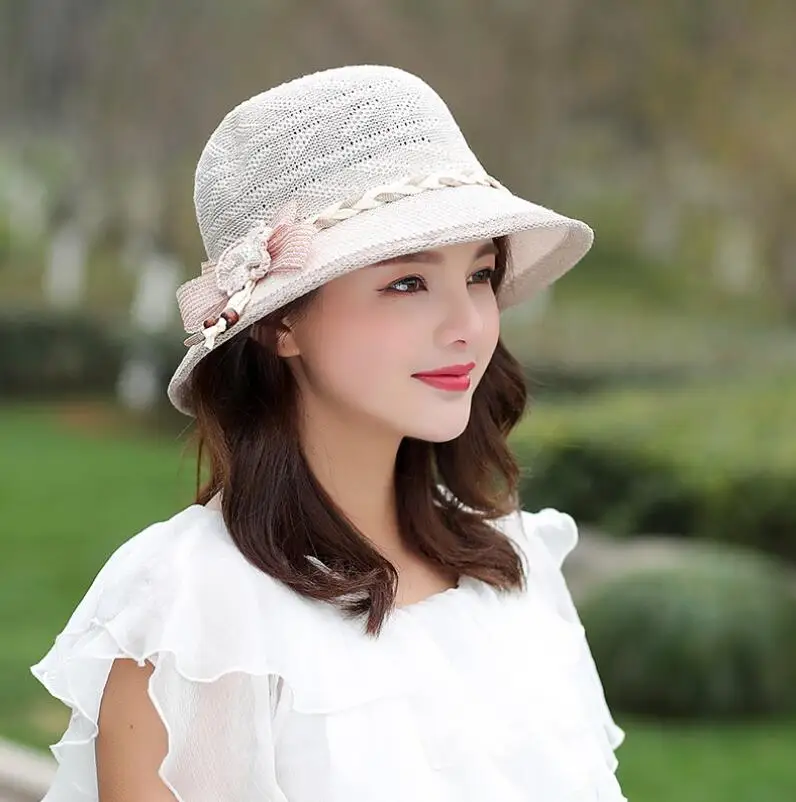 Женская шляпа летняя соломенная с козырьком складная Солнцезащитная пляжная
