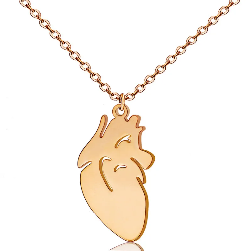 Abstract Heart Pendant Necklace Stainless Steel Organ Chokers Trendy Women Dainty Jewelry Mother's Day Gifts | Украшения и
