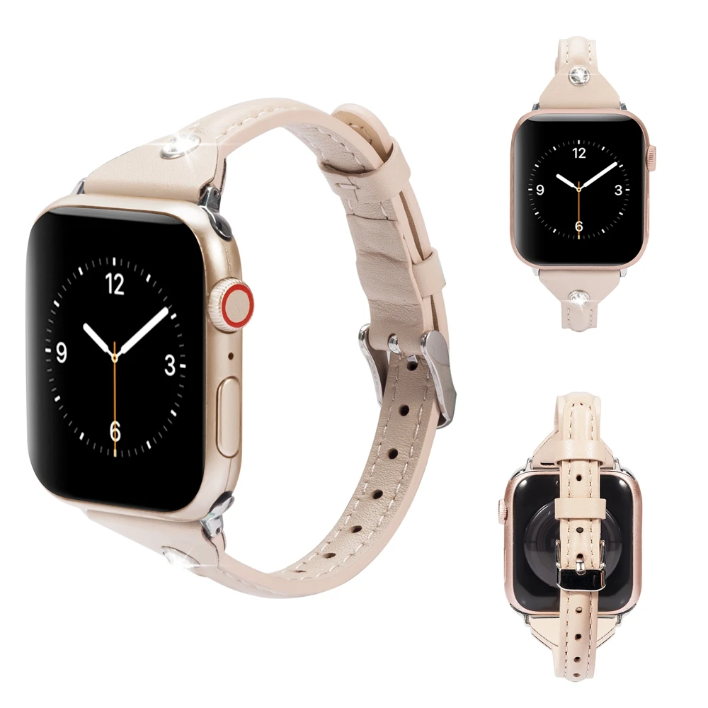Кожаные женские одноканальные ремешки для Apple Watch серии 5 4 1 2 3 многоцветный iwatch ремешок для часов 38 40 мм 42 44 мм