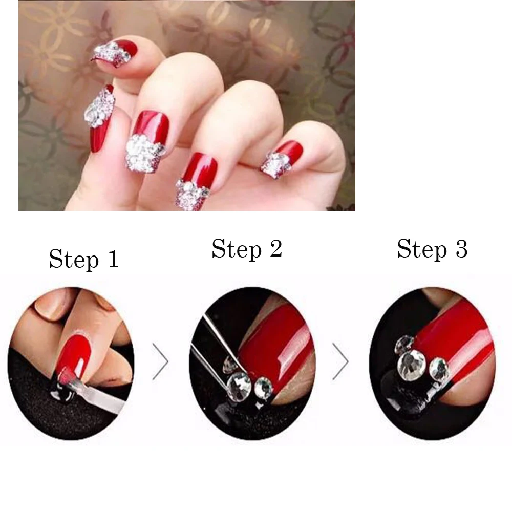 Mix Size 1000PCS/Pack Rhinestones Nails Clear AB Decor Nail Gems 3D Crystal Glass | Красота и здоровье