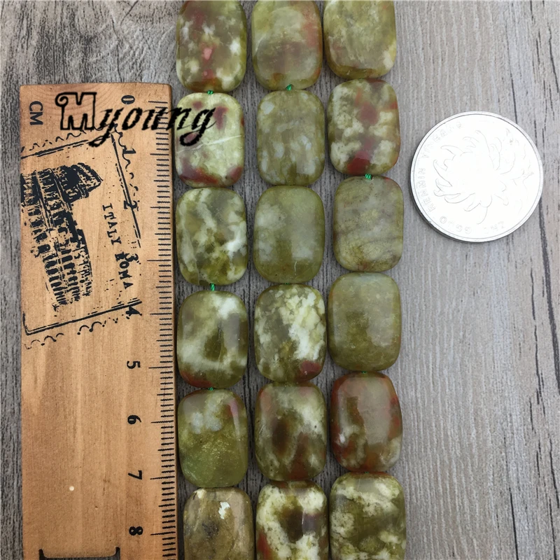 Прямоугольные бусины с зеленым драконом натуральный драгоценный камень