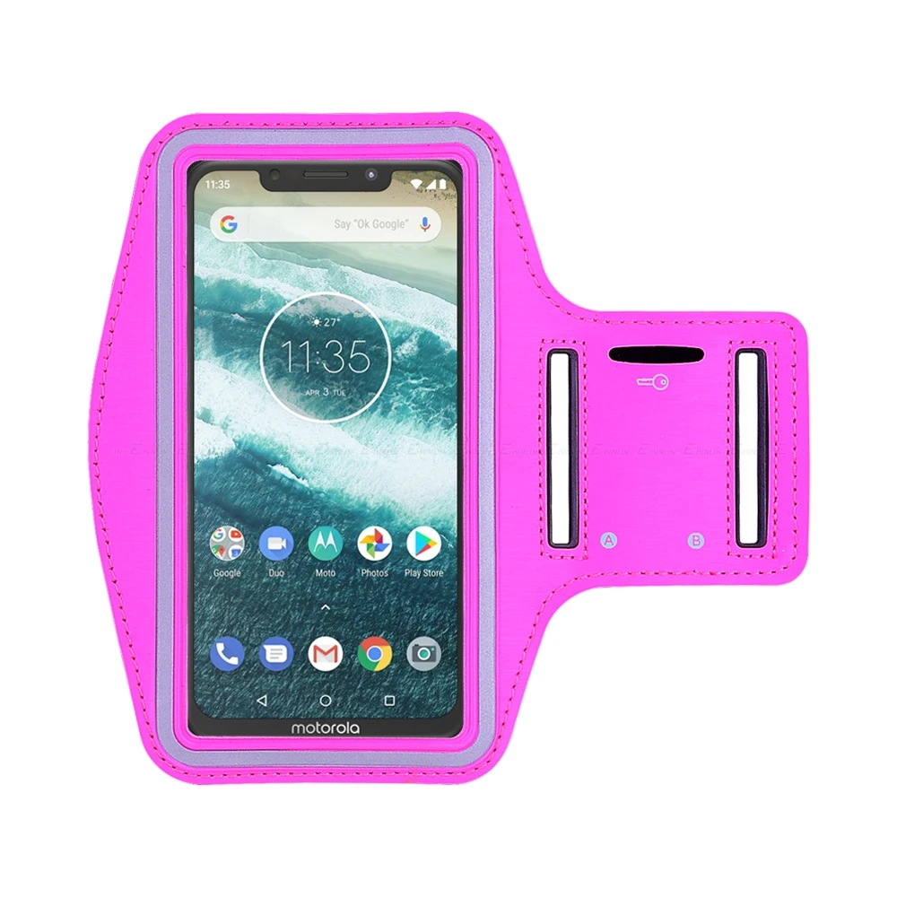 Спортивный Чехол для бега, велоспорта, сумка для телефона Motorola Moto, One vision, Action power Zoom Macro P50 P30 Play Note, чехол на руку - Цвет: Rose