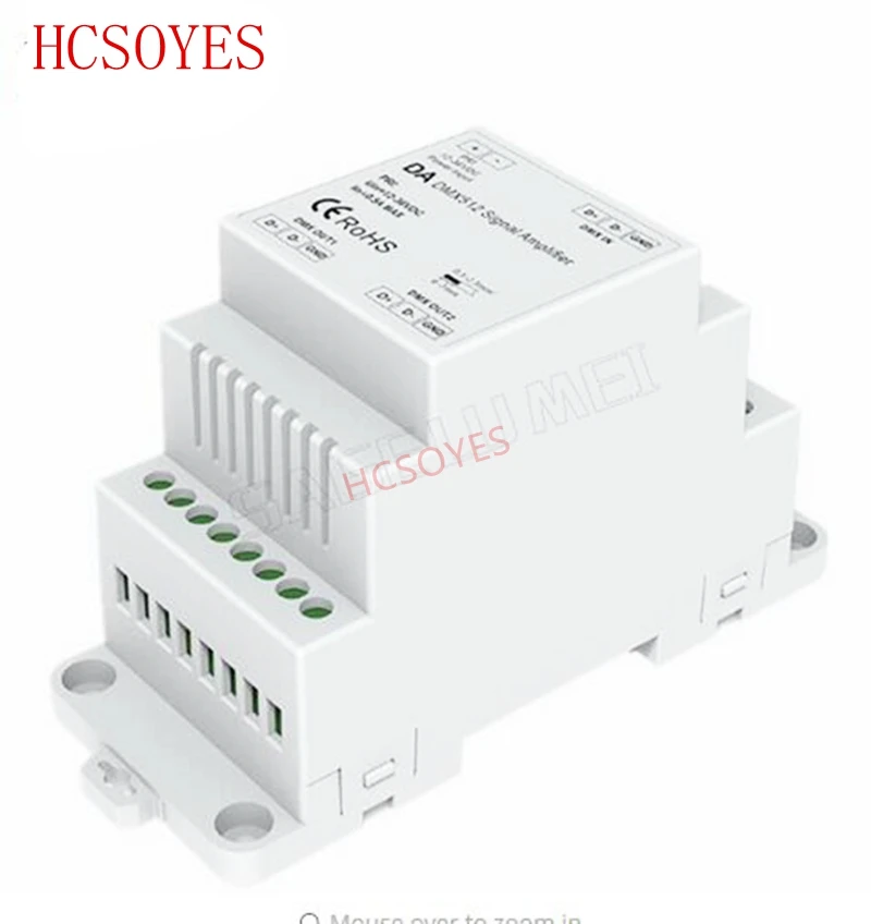 

DA DIN Rail DMX 512 Signal Amplifier DC5V 12V 24V input DMX Amplifier 1CH input 2CH output for led strip light DMX signal