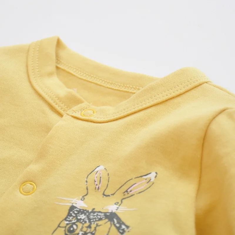 Детские пижамы с желтыми пуговицами спереди для маленьких девочек и мальчиков