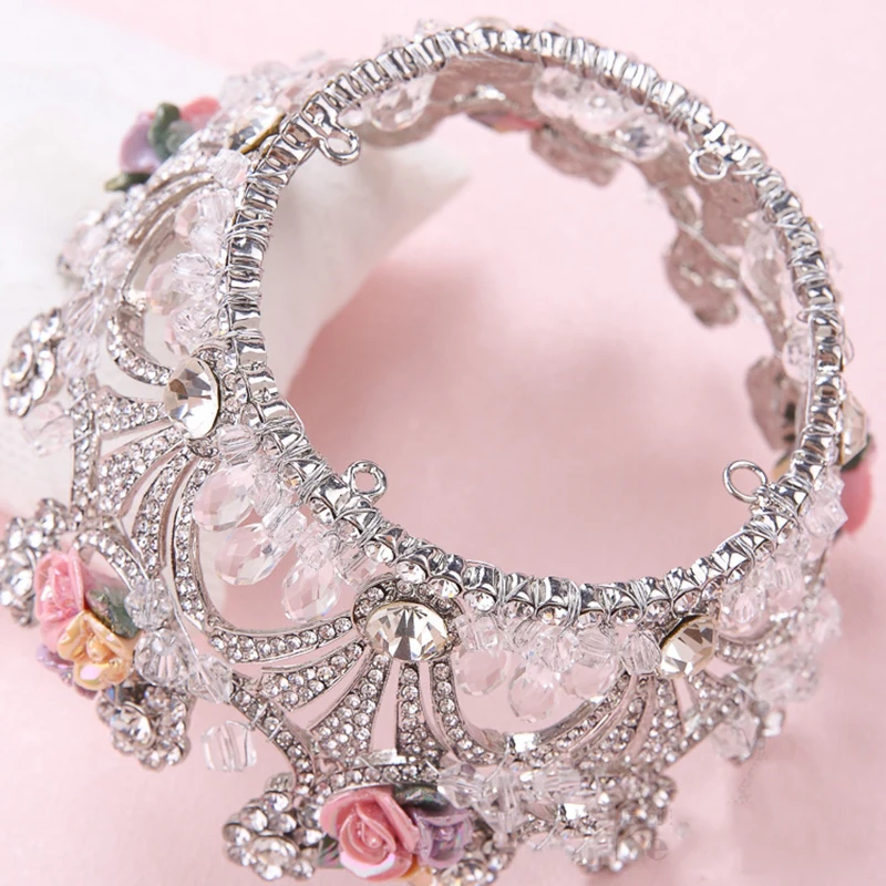 Детский ободок с жемчужинами HIMSTORY розовый цветком вечерние свадебные аксессуары