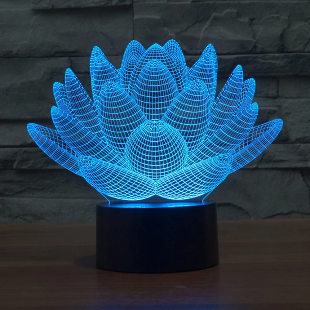 Lotus Flower 3D LED Ночник Новинка Bulbing USB сенсорный выключатель настольная лампа Luminaria de