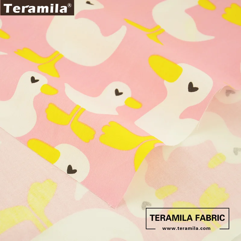 Teramila Fabric Pink 100% Cotton Twill Fat Quarter Material Bed Sheet Patchwork Sewing Printed Cartoon Duck Design Decoration CM | Дом и сад