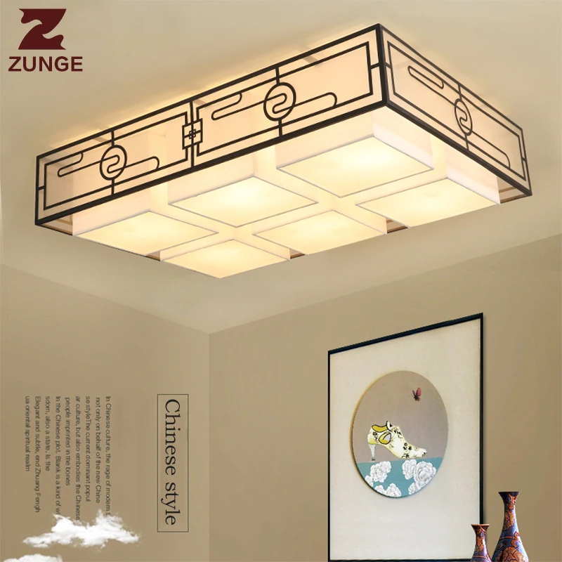 LED modern ceiling lights for living room bedroom New Chinese style lamp E271 iron fabric lighting fixtures lampara techo | Лампы и