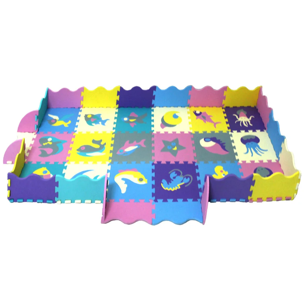 18pcs and fence 2930 9 шт./компл. Новое поступление Детские EVA пены ковер животный узор с мягкой подошвой и вышивкой; детское игрушечный Коврик-пазл коврики для малышей и детей постарше игровой коврик - Цвет: 18pcs and fence 2930