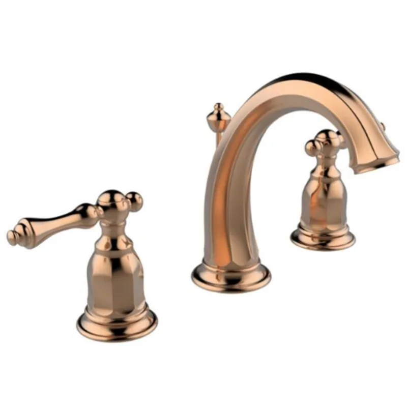 

New arrival luxury brass America style bathroom widespread 8' three hole rose gold finished basin faucet,sink mixer