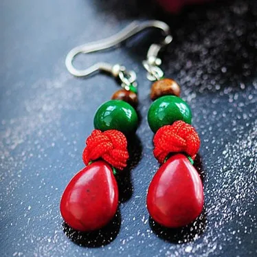 Красивые серьги капельки в форме Красного камня деревянные бусины китайский