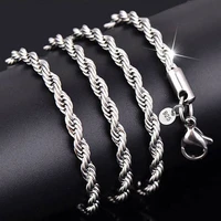 simple silver plated twist chain necklace for men women 234 mm width jewelry accessory drop shipping