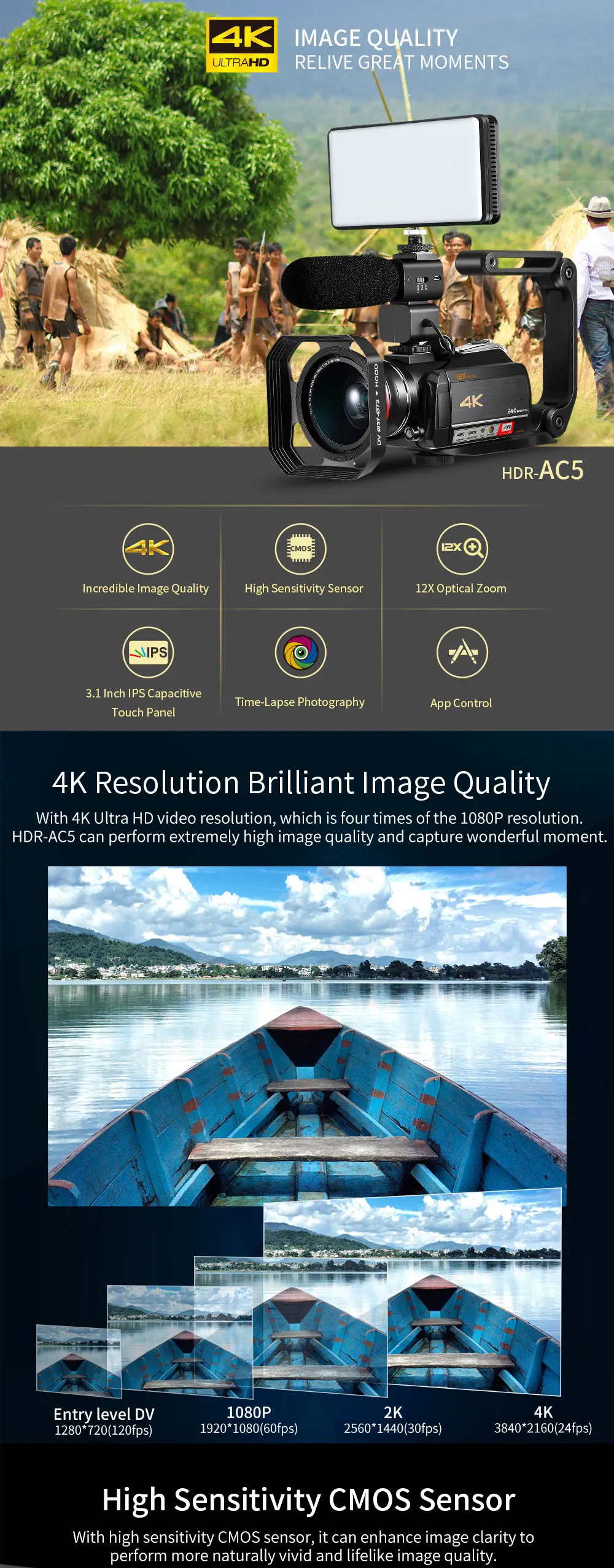 Winait профессиональная высококачественная UHD 4k Wifi цифровая видеокамера с 3,0 ''сенсорным дисплеем для домашнего использования Цифровая видеокамера