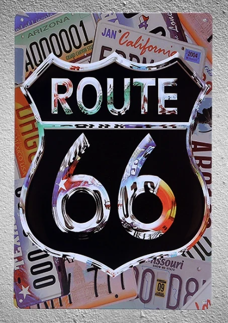 

1 piece Route 66 US Cars License Tin Plate Sign wall Room man cave Decoration Art Dropshipping Poster metal