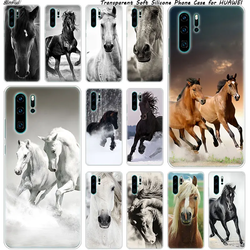 horses running soft silicone phone case for huawei p30 p20 pro p10 p9 p8 lite 2017 p smart z plus 2019 nova 3 3i fashion cover free global shipping