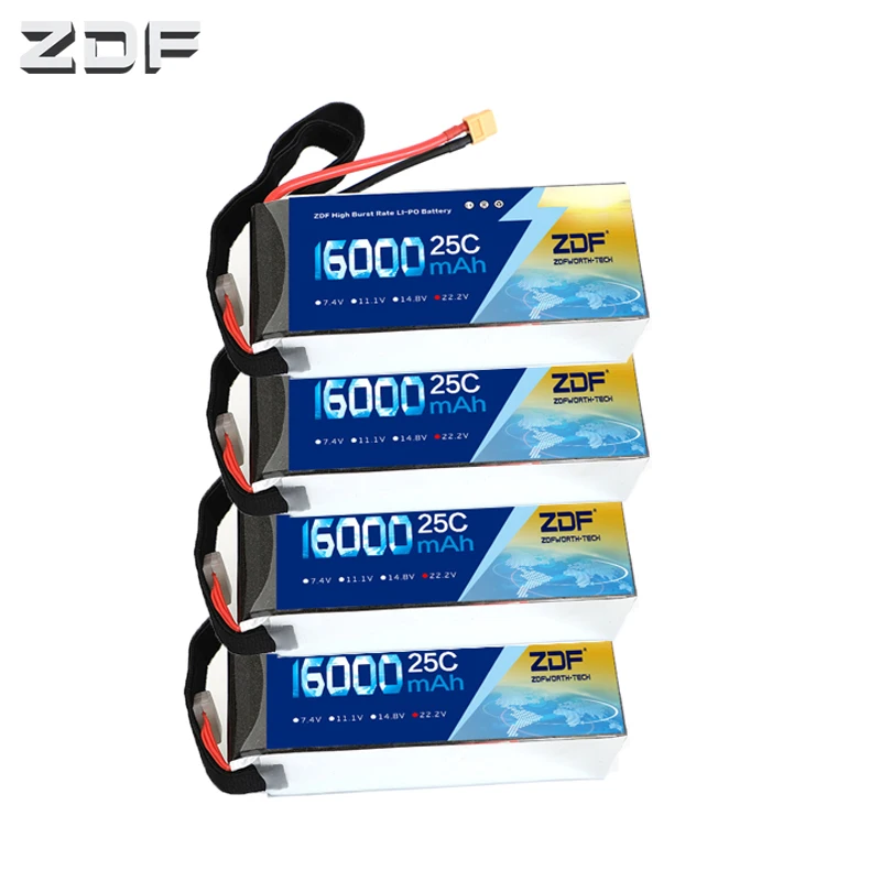 ZDF 4 шт./лот 6S 16000 мАч 22 2 в 25C Max 50C Lipo Drone FPV Аккумулятор для квадрокоптеров вертолетов