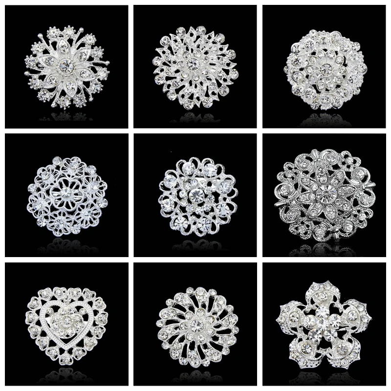 

Elegant Rhinestone Brooch Pin Crystal Flower Brooches Bride Wedding Jewelry Gift Women Lady Dress Clothing Coat Accessories Gift