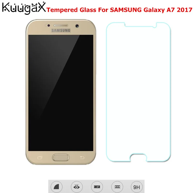 Для SAMSUNG Galaxy A7 2017 Защитная крышка для экрана закаленное стекло 5 7 дюймов 9H A720 A720F