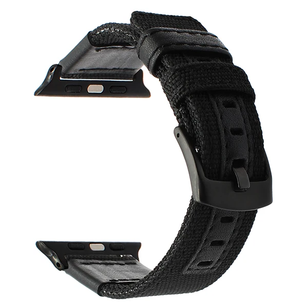 Премиум нейлоновый и кожаный ремешок для часов iWatch Apple Watch 38 мм 42 мм серия 1 2 3 спортивный ремешок черный серебристый стальной ремешок с застежкой