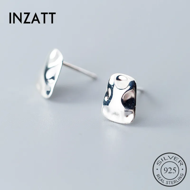 Женские серьги гвоздики INZATT асимметричные геометрические из настоящего серебра